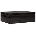 Vidaxl boîte en bois avec couvercle et poignées noir bois pin massif Vidaxl boîte en bois avec couvercle et poignées noir bois pin massif