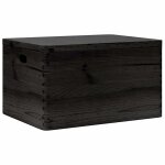 Vidaxl boîte en bois avec couvercle et poignées noir bois pin massif Vidaxl boîte en bois avec couvercle et poignées noir bois pin massif