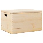 Vidaxl boîte en bois avec couvercle et poignées bois de pin massif Vidaxl boîte en bois avec couvercle et poignées bois de pin massif