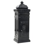 Vidaxl bo�te aux lettres � pilier aluminium vintage antirouille noir