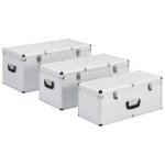 Vidaxl botes de rangement 3 pcs argent aluminium