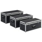 Vidaxl bo�tes de rangement 3 pcs noir aluminium