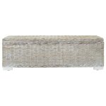 Vidaxl bote de rangement blanc 110 cm rotin kubu naturel et acajou