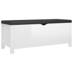 Vidaxl bo�te de rangement avec coussin blanc brillant 105x40x45 cm