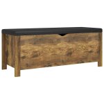 Vidaxl bo�te de rangement avec coussin ch�ne fum� 105x40x45 cm