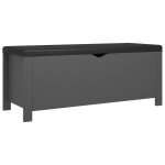 Vidaxl bote de rangement et coussin gris 105x40x45 cm bois ingnierie