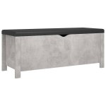 Vidaxl bote de rangement avec coussin gris bton bois d'ingnierie