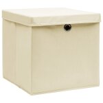 Vidaxl bo�tes de rangement avec couvercles 10 pcs 28x28x28 cm cr�me
