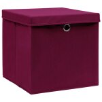 Vidaxl bo�tes de rangement et couvercles 10 pcs 28x28x28cm rouge fonc�