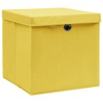 Vidaxl botes de rangement et couvercles 10 pcs jaune 32x32x32cm tissu