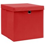 Vidaxl bo�tes de rangement et couvercles 10 pcs rouge 32x32x32cm tissu