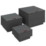 Vidaxl botes de rangement et couvercles 3 pcs gris bois massif de pin