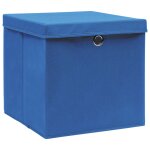 Vidaxl botes de rangement avec couvercle 4 pcs bleu 32x32x32 cm tissu