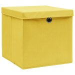 Vidaxl bo�tes de rangement et couvercles 4 pcs jaune 32x32x32 cm tissu