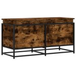 Vidaxl bo�te de rangement avec couvercle ch�ne fum� bois d'ing�nierie