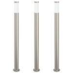 Vidaxl borne lumineuse lot de 3 110 cm acier inoxydable ip44