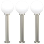 Vidaxl bornes lumineuses lot de 3 80 cm acier inoxydable ip44