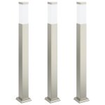 Vidaxl bornes lumineuses lot de 3 80 cm acier inoxydable ip44