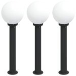 Vidaxl borne lumineuse lot de 3 80 cm noire ip44