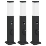 Vidaxl bornes lumineuses avec capteur et prise lot de 3 50 cm noir ip44