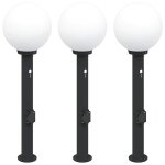 Vidaxl bornes lumineuses avec capteur et prise lot de 3 80 cm noir ip44
