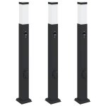 Vidaxl bornes lumineuses avec capteur et prise lot de 3 80 cm noir ip44