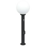 Vidaxl borne lumineuse avec capteur et prise 80 cm noir ip44