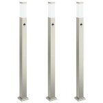 Vidaxl bornes lumineuses avec d�tecteur lot de 3 110 cm acier inoxydable ip44
