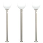 Vidaxl bornes lumineuses avec d�tecteur lot de 3 120 cm acier inoxydable ip44