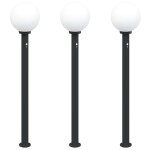 Vidaxl bornes lumineuses avec d�tecteur lot de 3 120 cm noir ip44