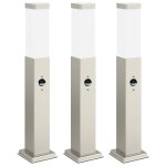 Vidaxl bornes lumineuses avec d�tecteur lot de 3 50 cm acier inoxydable ip44