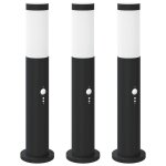 Vidaxl bornes lumineuses avec d�tecteur lot de 3 50 cm acier inoxydable ip44