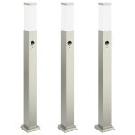 Vidaxl bornes lumineuses avec d�tecteur lot de 3 80 cm acier inoxydable ip44