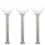 Vidaxl bornes lumineuses avec d�tecteur lot de 3 80 cm acier inoxydable ip44