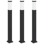 Vidaxl bornes lumineuses avec d�tecteur lot de 3 80 cm noir ip44