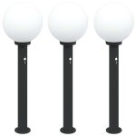Vidaxl bornes lumineuses avec d�tecteur lot de 3 80 cm noir ip44