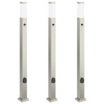 Vidaxl bornes lumineuses avec d�tecteur et prise lot de 3 110 cm acier inoxydable ip44