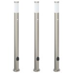 Vidaxl bornes lumineuses avec d�tecteur et prise lot de 3 110 cm acier inoxydable ip44