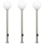 Vidaxl bornes lumineuses avec d�tecteur et prise lot de 3 120 cm acier inoxydable ip44