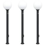 Vidaxl bornes lumineuses avec d�tecteur et prise lot de 3 120 cm noir ip44