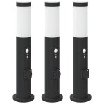 Vidaxl bornes lumineuses avec d�tecteur et prise lot de 3 50 cm acier inoxydable ip44