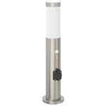 Vidaxl borne lumineuse avec d�tecteur et prise 50 cm acier inoxydable ip44