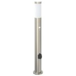 Vidaxl borne lumineuse avec d�tecteur et prise 80 cm acier inoxydable ip44