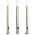 Vidaxl bornes lumineuses avec sortie lot de 3 110 cm acier inoxydable ip44