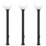 Vidaxl bornes lumineuses avec sortie lot de 3 120 cm noir ip44