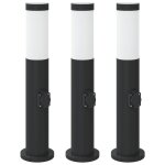 Vidaxl bornes lumineuses avec sortie lot de 3 50 cm acier inoxydable ip44