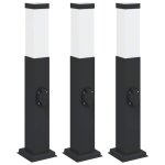 Vidaxl bornes lumineuses avec sortie lot de 3 50 cm noir ip44