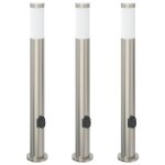Vidaxl bornes lumineuses avec sortie lot de 3 80 cm acier inoxydable ip44
