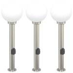 Vidaxl bornes lumineuses avec sortie lot de 3 80 cm acier inoxydable ip44