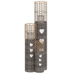 Vidaxl bougeoirs 3 pcs gris osier
